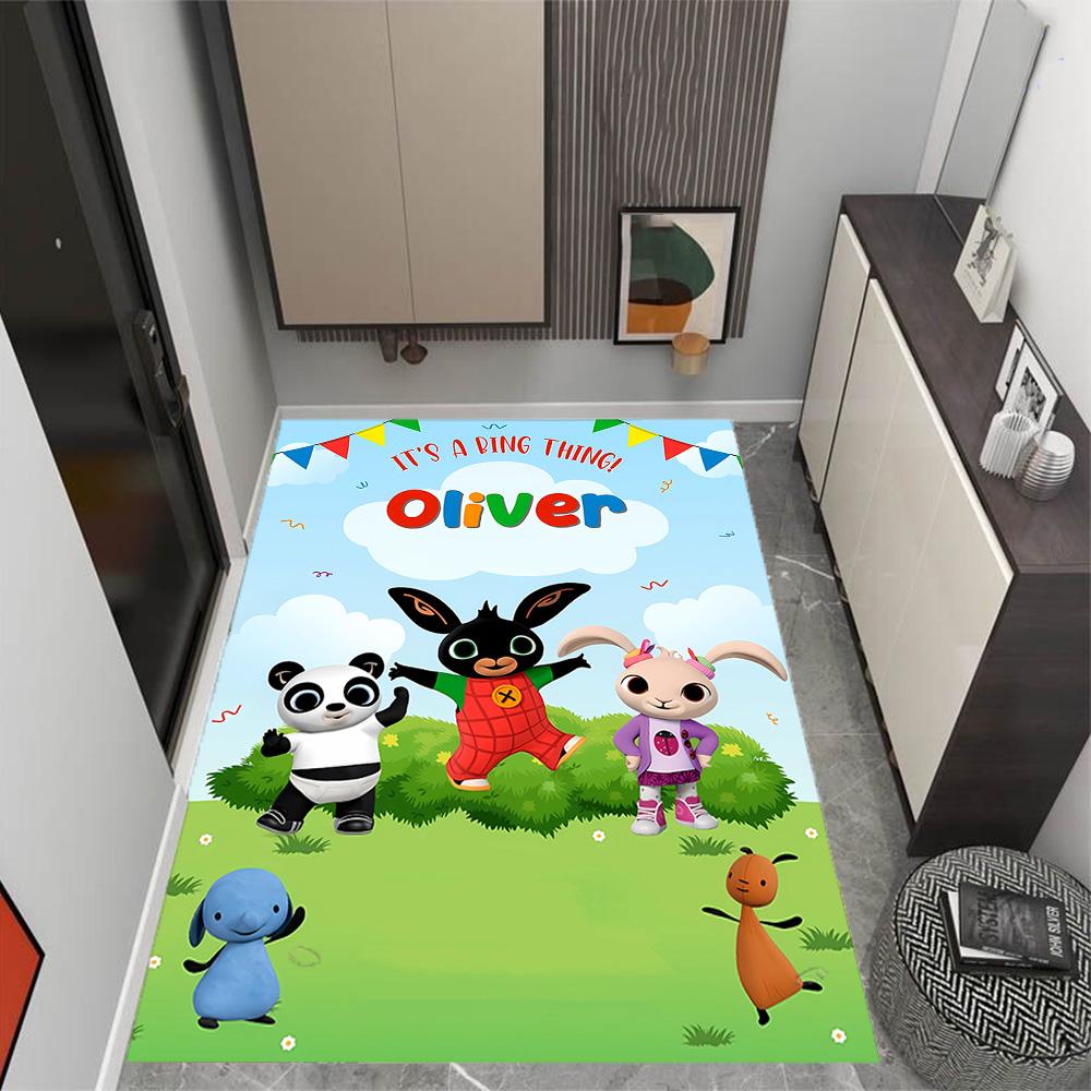 Bing's Colorful Adventure Themed Anti-Slip Rugs - Polyester Home Decor, Suitable for Bedrooms, Living Rooms, Doorways, Studios, and Decorations