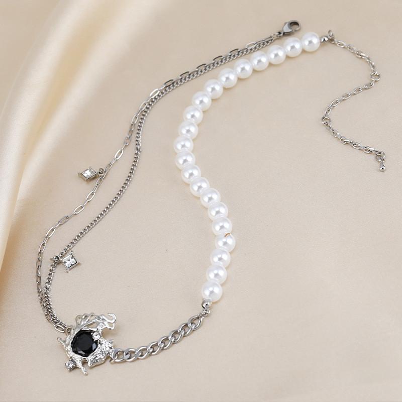 Modern Steel Titanium Letter Pendant Necklace For Women With Trendy Double Layer Design Heart Shape Ideal For Casual And Formal