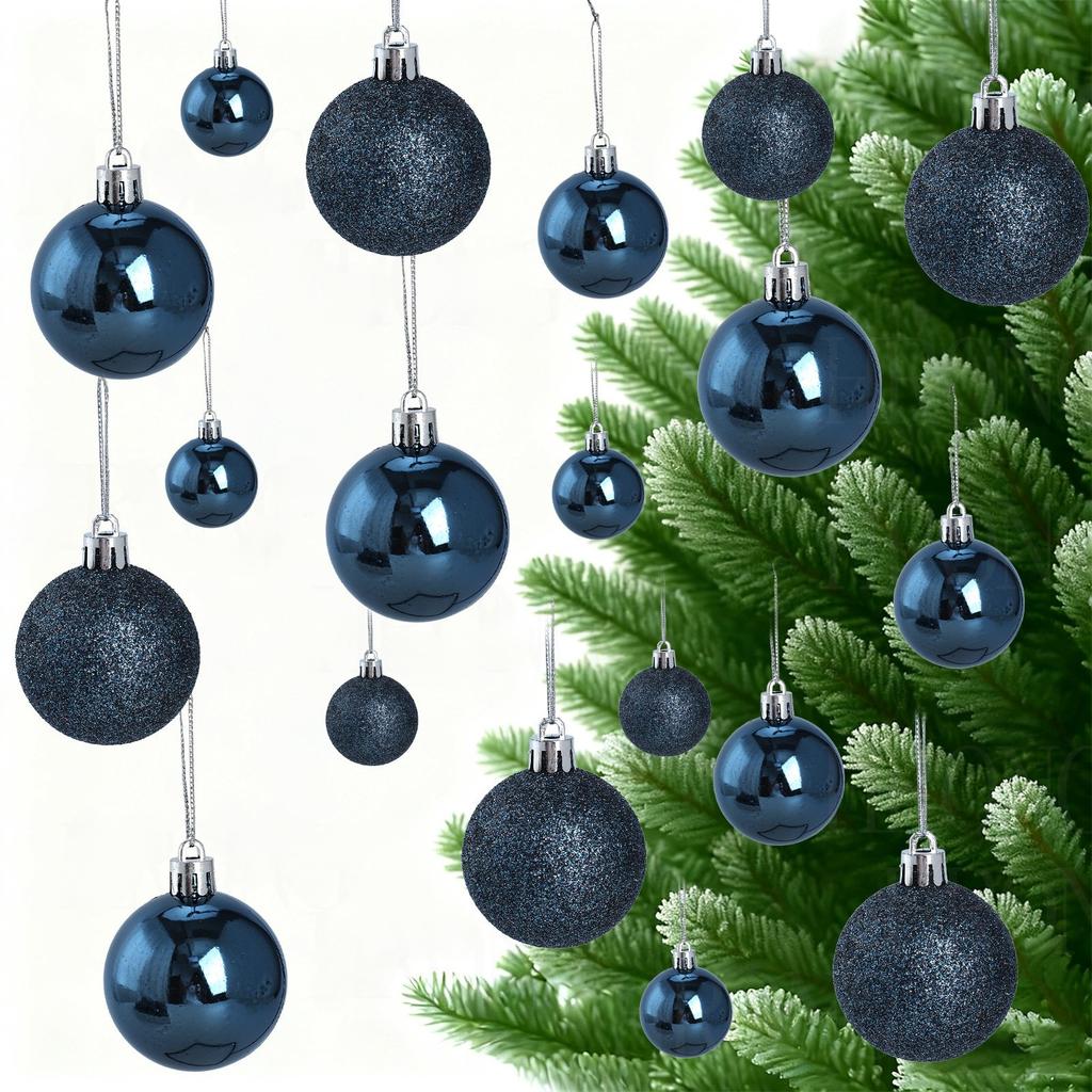 44-teiliges goldenes Weihnachtsbaumschmuck-Set Mattes und Glitzer-Finish zur Dekoration des Weihnachtsbaums Stabile Kunststoffkugeln mit Aufhängeschnüren