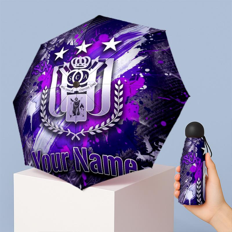 Anderlecht FC Manual Five Fold 8 Rib Umbrella Support Custom Text, Lightweight Travel Umbrella
