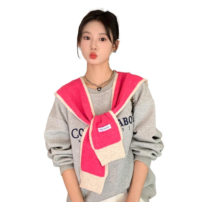 Korean version with knitted shawl women's spring and autumn foreign style with shirt high-end knitted scarf vest