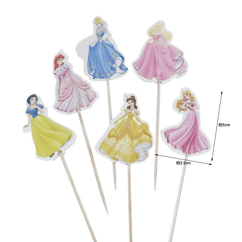 24Pcs Double‑Sided Cartoon Cake Toppers, Toothpick Cupcake Picks, Birthday Party Dessert Table Decorations Supplies