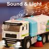 1: 50 Electric Sweeper Alloy Watering Truck Diecast Model Miniature Toys Car Doors Opened Sound Light Vehices For Children Gifts