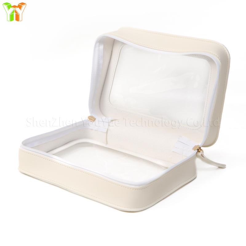 Toiletry Case Travel Transparent Cosmetic Bag with Zipper Portable Make up Organizer Compact Leather Cosmetic Case With Zipper