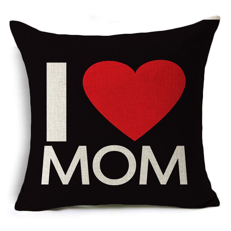 New Mother's Day Gift Text Love Pattern Pillowcase Linen Print Decorative Pillow Cushion Cover