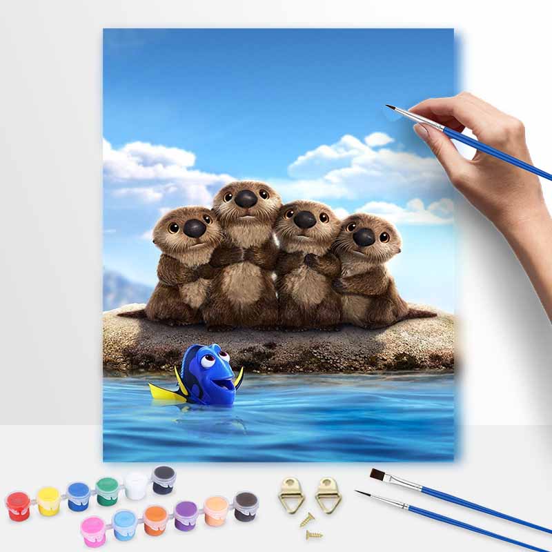 Disney Finding Dory Sea Otters Oil Painting Kit Home Decor Gift 20x30cm