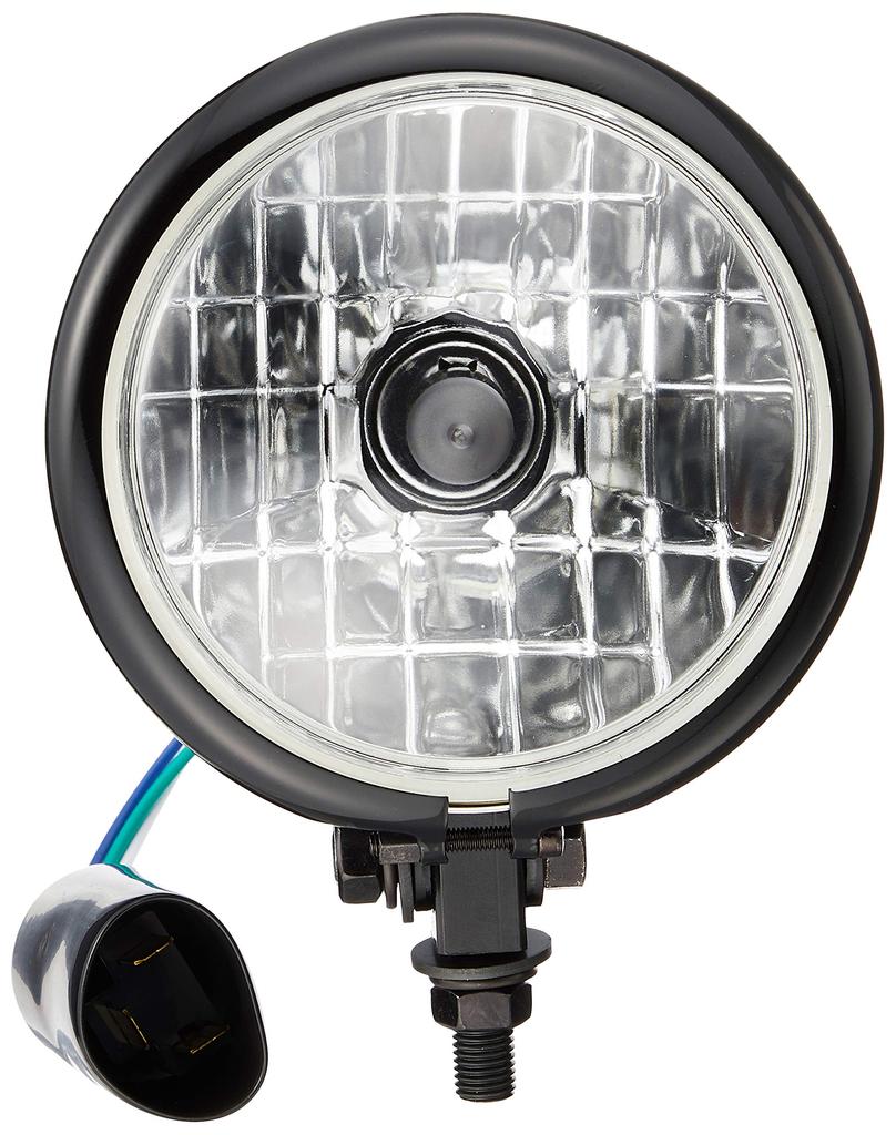 Bike Parts Center Universal Headlight, Bates Light Assembly, H4 Bulb, Black, 4.5 Inch, 313111