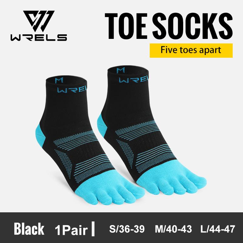 WRELS Athletic Ankle Toe Socks Five Finger Socks Breathable Athletic Running Sports Cushioned Moisture Wicking Five Toe Scocks S