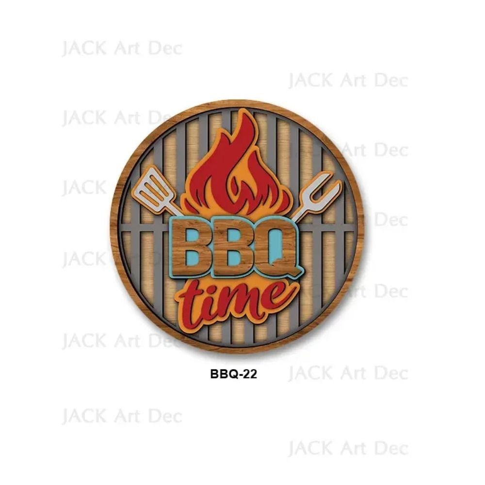 Retro BBQ Tin Sign, Square Metal Wall Decor 20x20cm