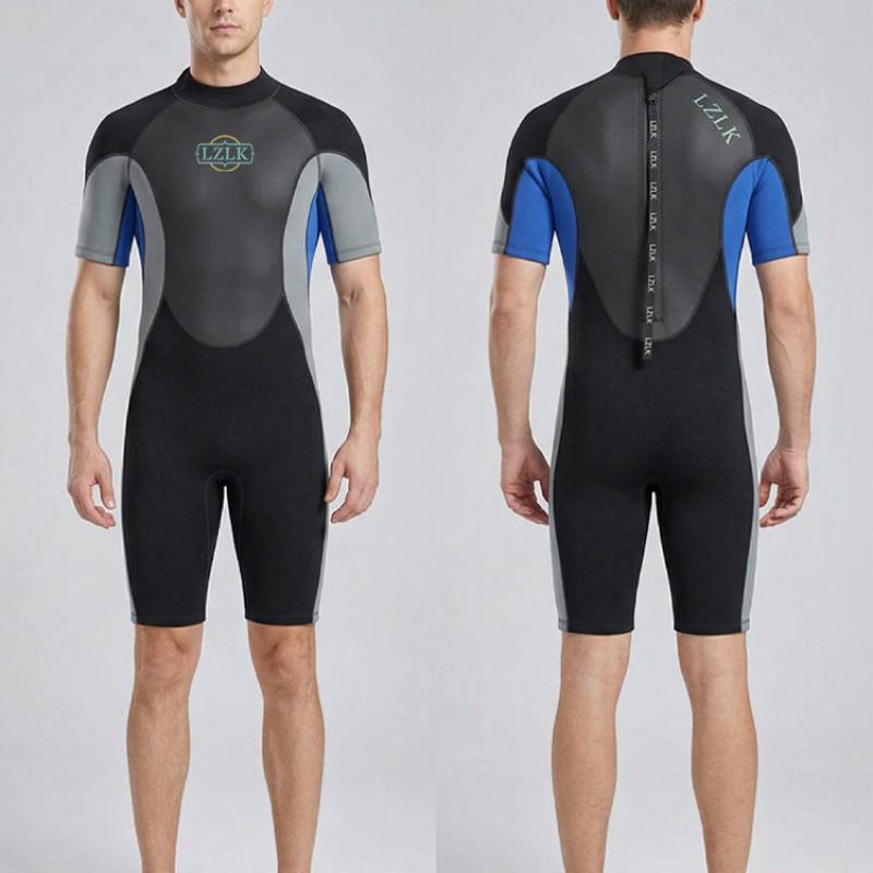 2mm Short Sleeve Shorty Back Zip Wetsuit Surfing Diving Swimming Lightweight Chloroprene Neoprene Mens Fall