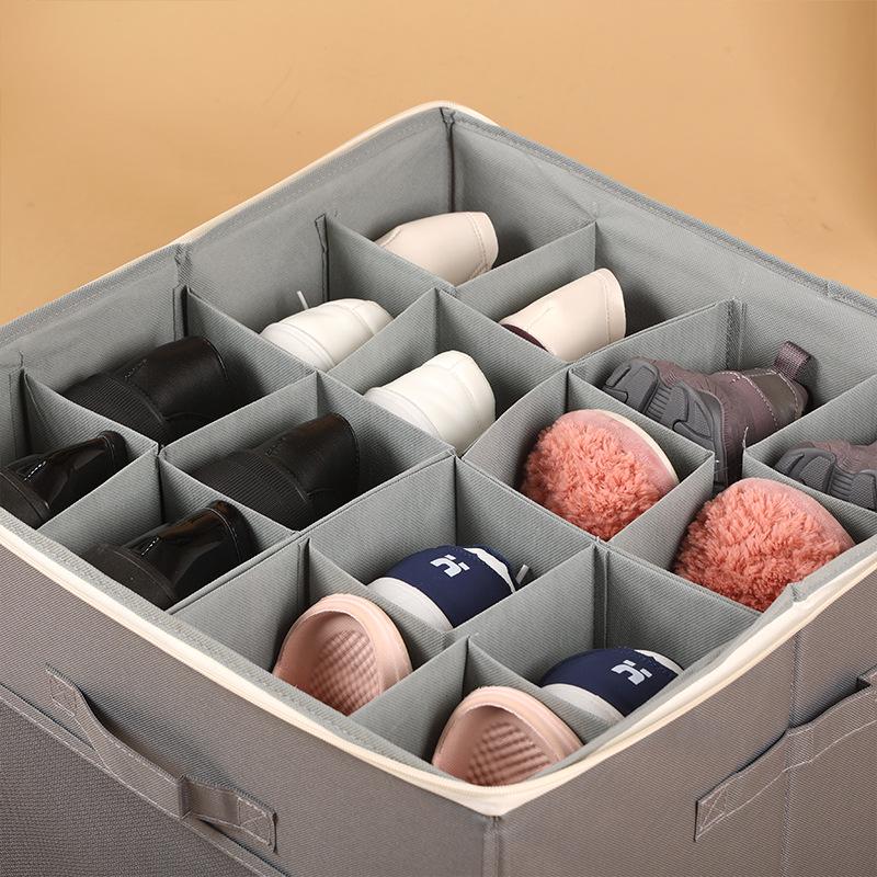 Cross-border Multi-functional Foldable Fabric Shoe Storage and Organizer Box with Lid