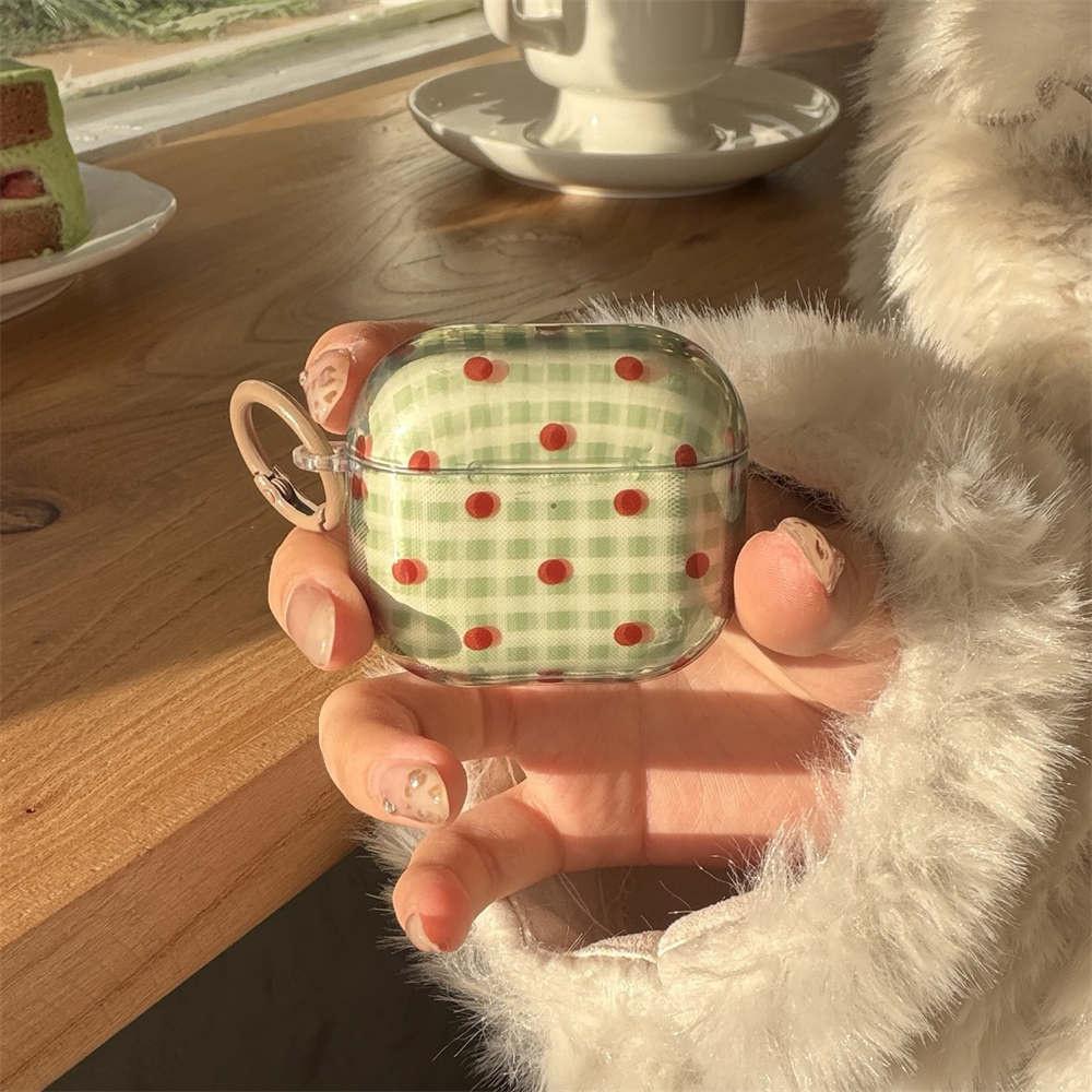 Korean Cute Polka Dot Plaid Pattern Earphone Case For Apple Airpods 4 3 2 Pro 3 Cover Soft Silicone Headphone Cases For Airpods For Airpods 1 2