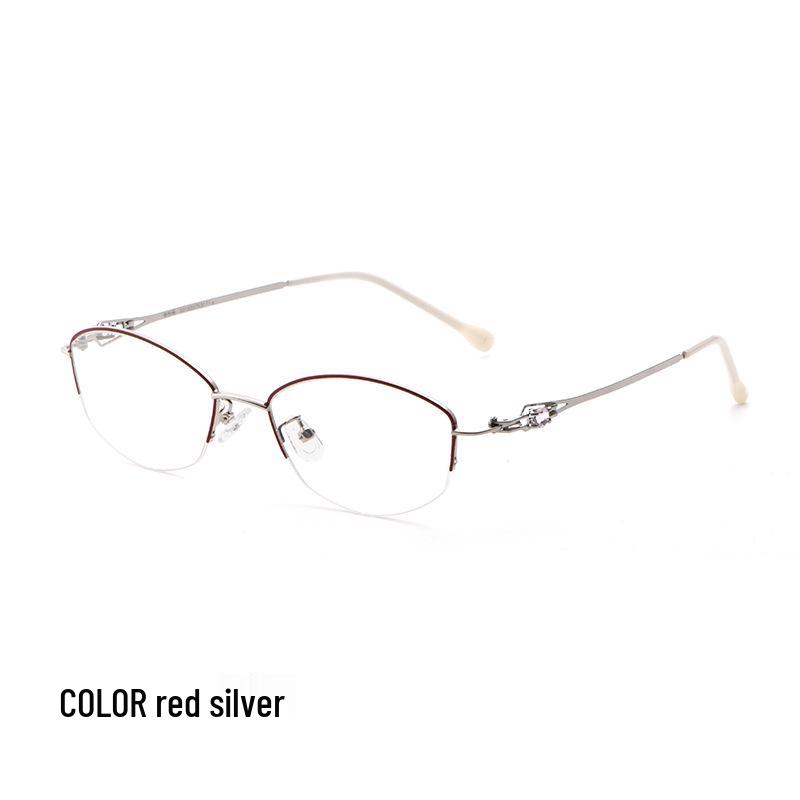 

Винтажная мода, стразы, сплав, полуободковые женские оправы для очков для зрения и миопии - Модель 8026Z красный/серебряный