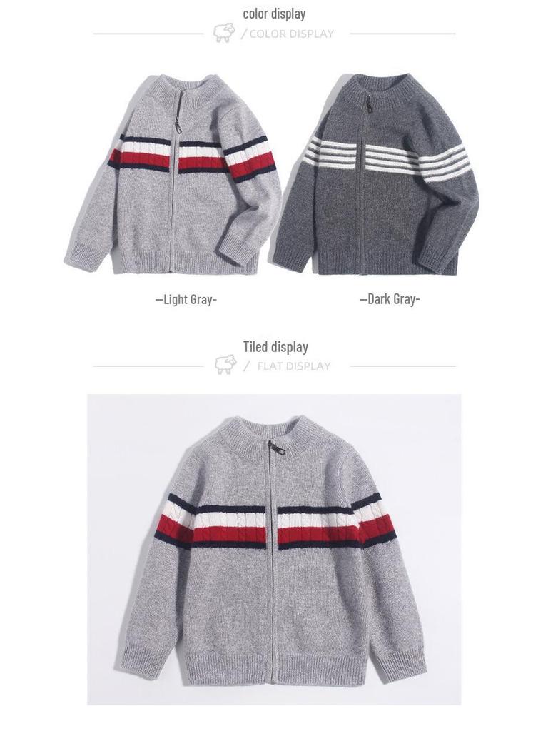 Little Sheep Kids' 100% Cashmere Zipper Sweater - Round Neck for Babies, Toddlers & Kids