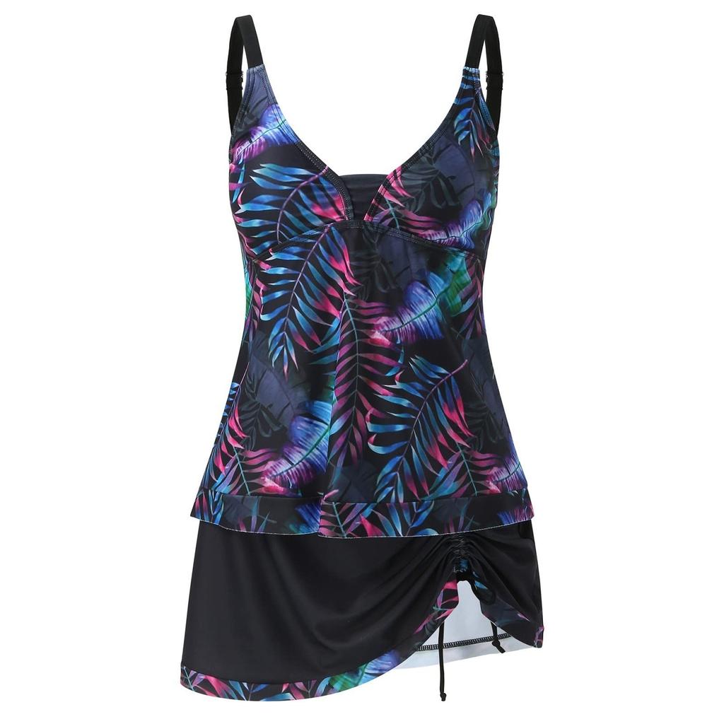 Damen-Badeanzug mit bedrucktem Panel, geteilt, flacher Winkel, großer Badeanzug