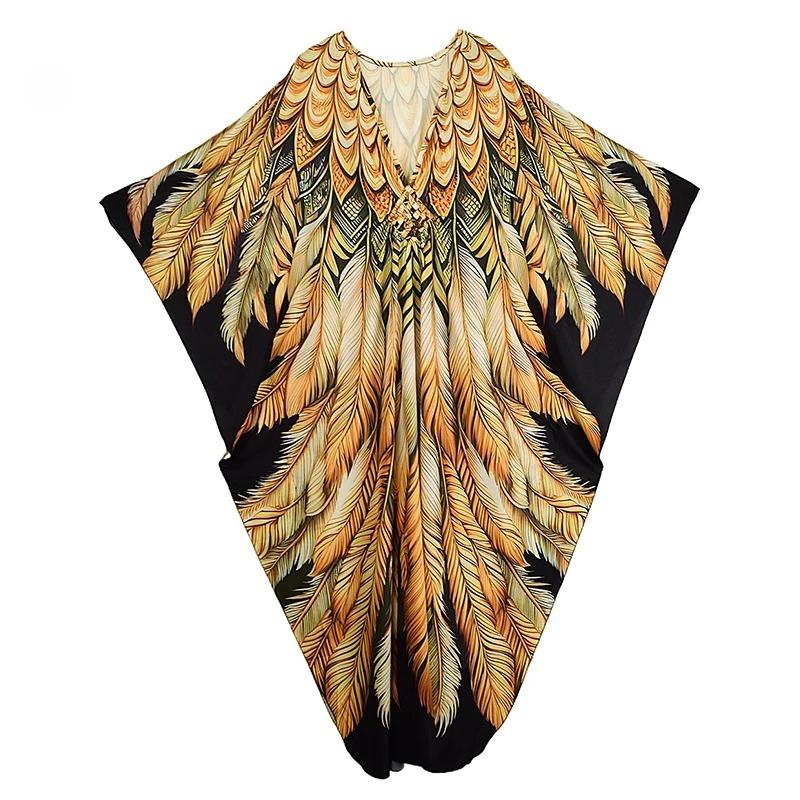 

XITAO V-neck Side Slit A-line Dress GJ1199 One Size жёлтый