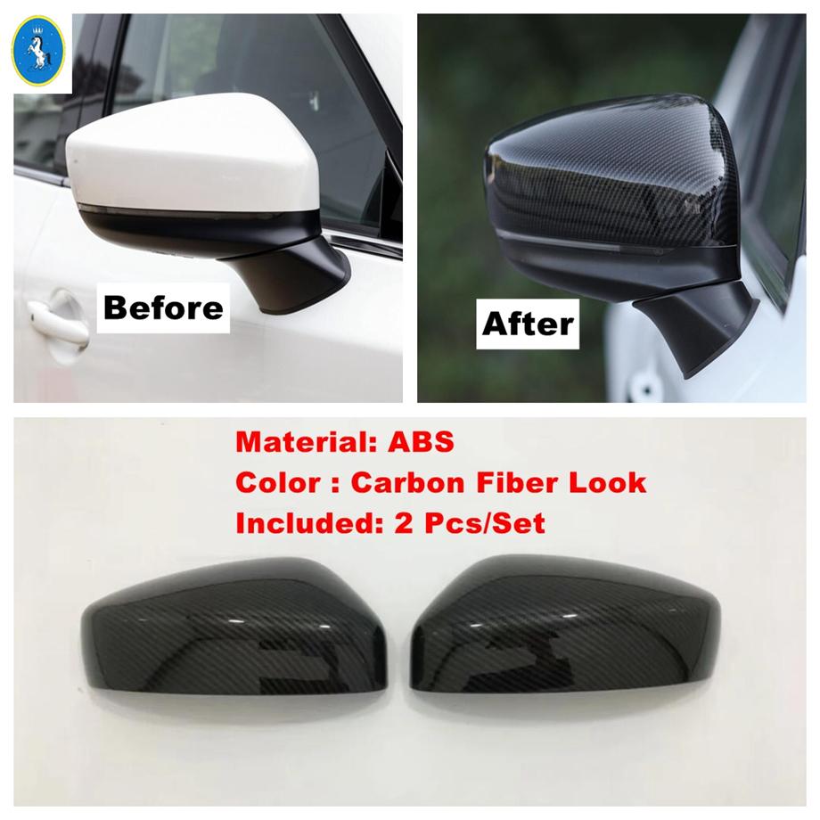 Auto Door Rearview Mirror Shell Cover Decor Cap Trim For Mazda CX-5 CX5 2017 -  Chrome / Carbon Fiber Exterior Accessories