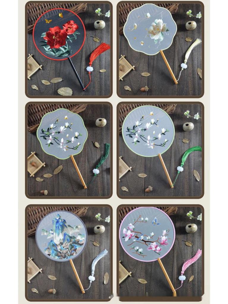 Zweiseitig bestickter runder Fächer im antiken Stil, Hanfu Su-Stickerei, vielseitiger Tanzfächer, chinesischer Stil