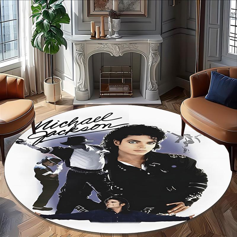 1pc Michael Jackson Carpet, Round Rug, Comfortable, Suitable for Entryways, Living Rooms, Office, And Bedrooms, Christmas Decoration