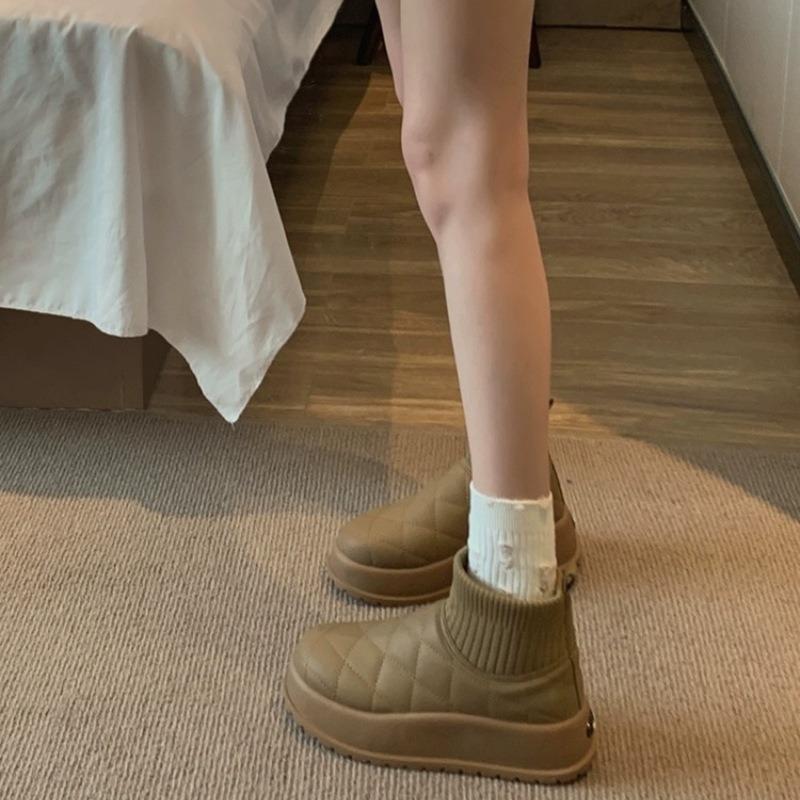 Snøstøvler Retro Allsidige Tykksålede Fritidssko i Bomull