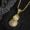 Money Bag Pendant 14K Gold Plated CZ Hip Hop Dollar Purse Charm Fashion Necklace Jewelry for Men Women