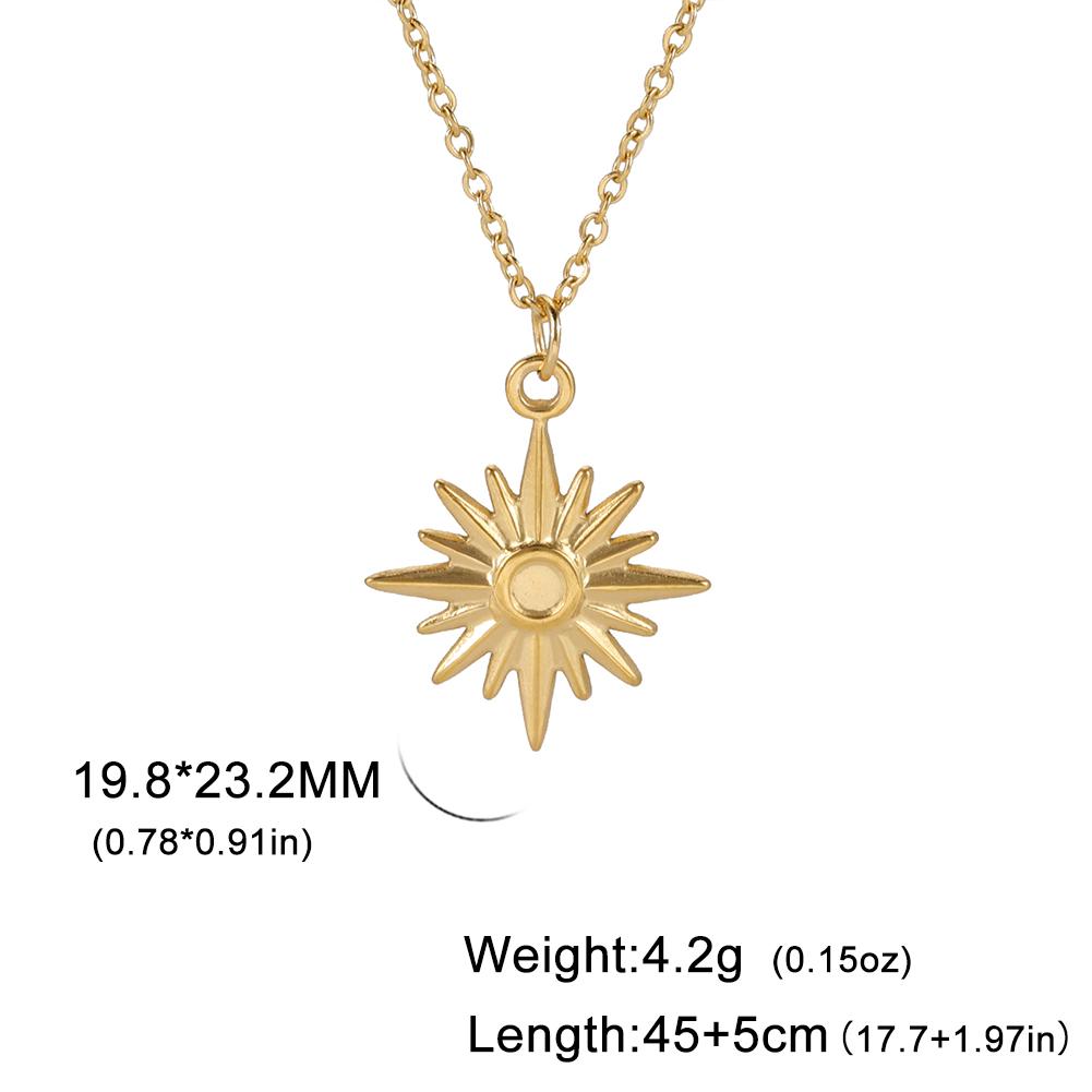In Boho Sun Star Pendant Necklace for Women Stainless Steel Gold Choker Neck Chain Jewelry Birthday Gift