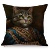 Cat Funky Animal Portrait Europe Renaissance Oil Painting Posters Style Decorative Throw Pillow Cases Linen Sofa Cushion Cover