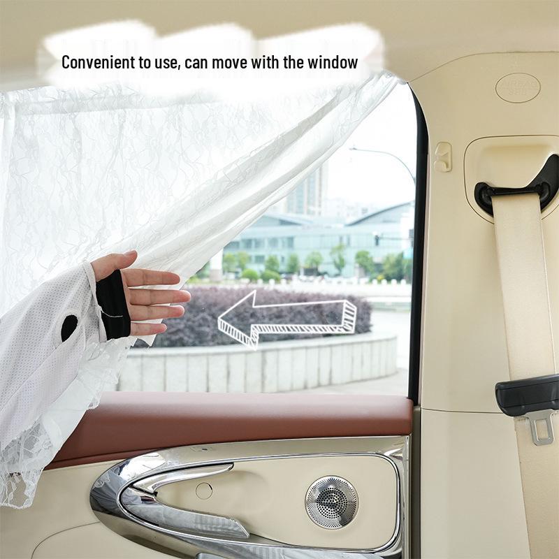 Double Layer Lace Car Sunshade: Baby Sun Protection & Heat Insulation Window Curtains