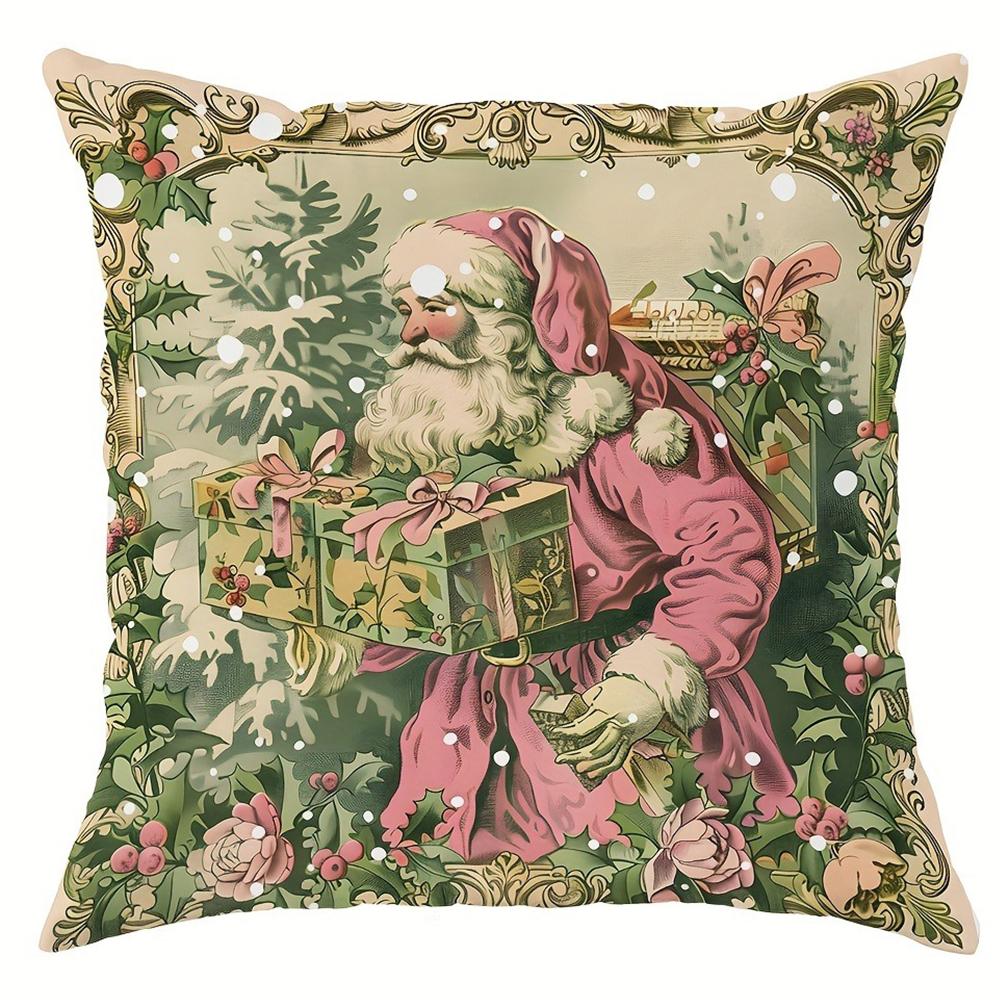 

Наволочка с рождественским декором в стиле ретро Санта-Клаус и подарочная наволочка Чехол для диванной подушки Различные украшения для дома 40x40cm