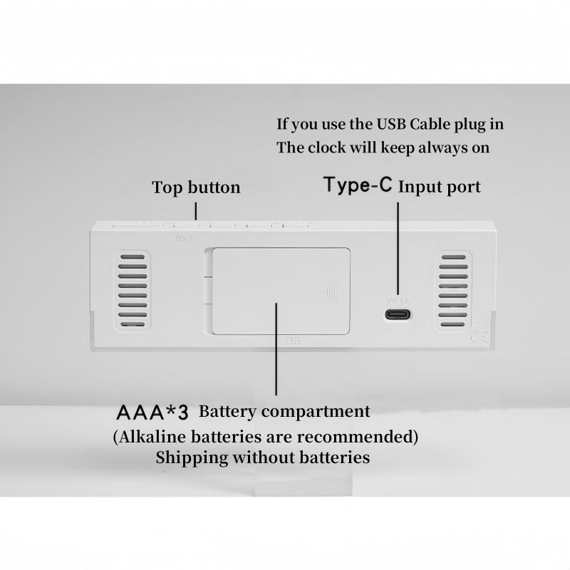LED Digital Alarm Clock Temperature Week 2 Alarms Ambient Light Brightness Adjustment Bedside Electronic Table Clock USB Powered