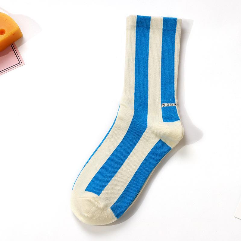 Women's Spring and Autumn Cotton High Quality Small Vertical Stripe Socks