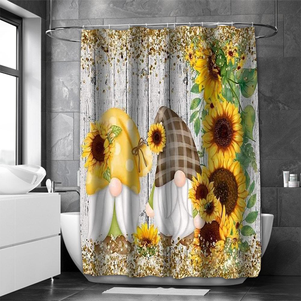 Sunflower Dwarf Bathroom  Shower Curtain Dwarf Waterproof fabric bathroom Curtain With 12 Hooks Sunflower Home Deco Free Ship