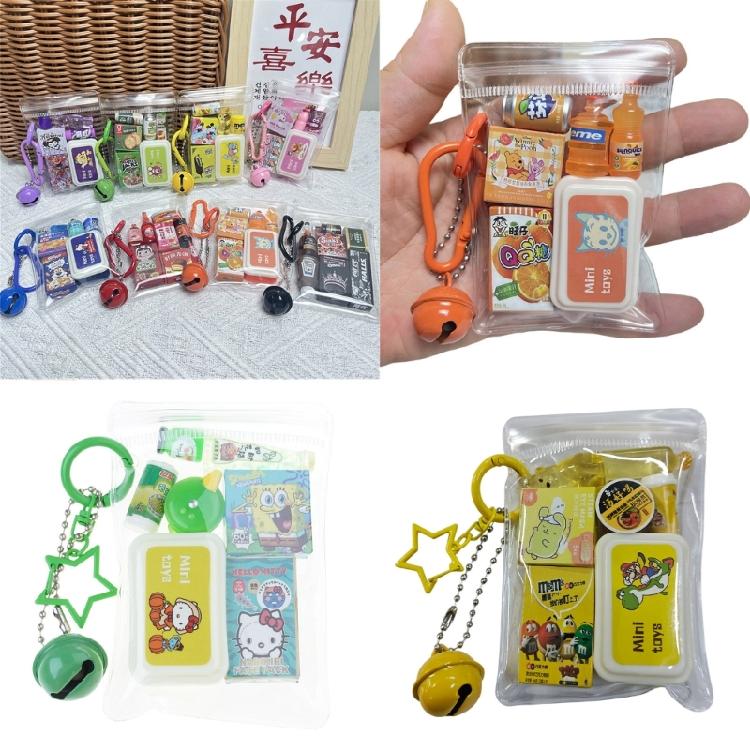 Tiny Food Themed Twist Egg Keychain Plastic Pendant Cute Backpack Charm Surprise Collectible Gift For Teens