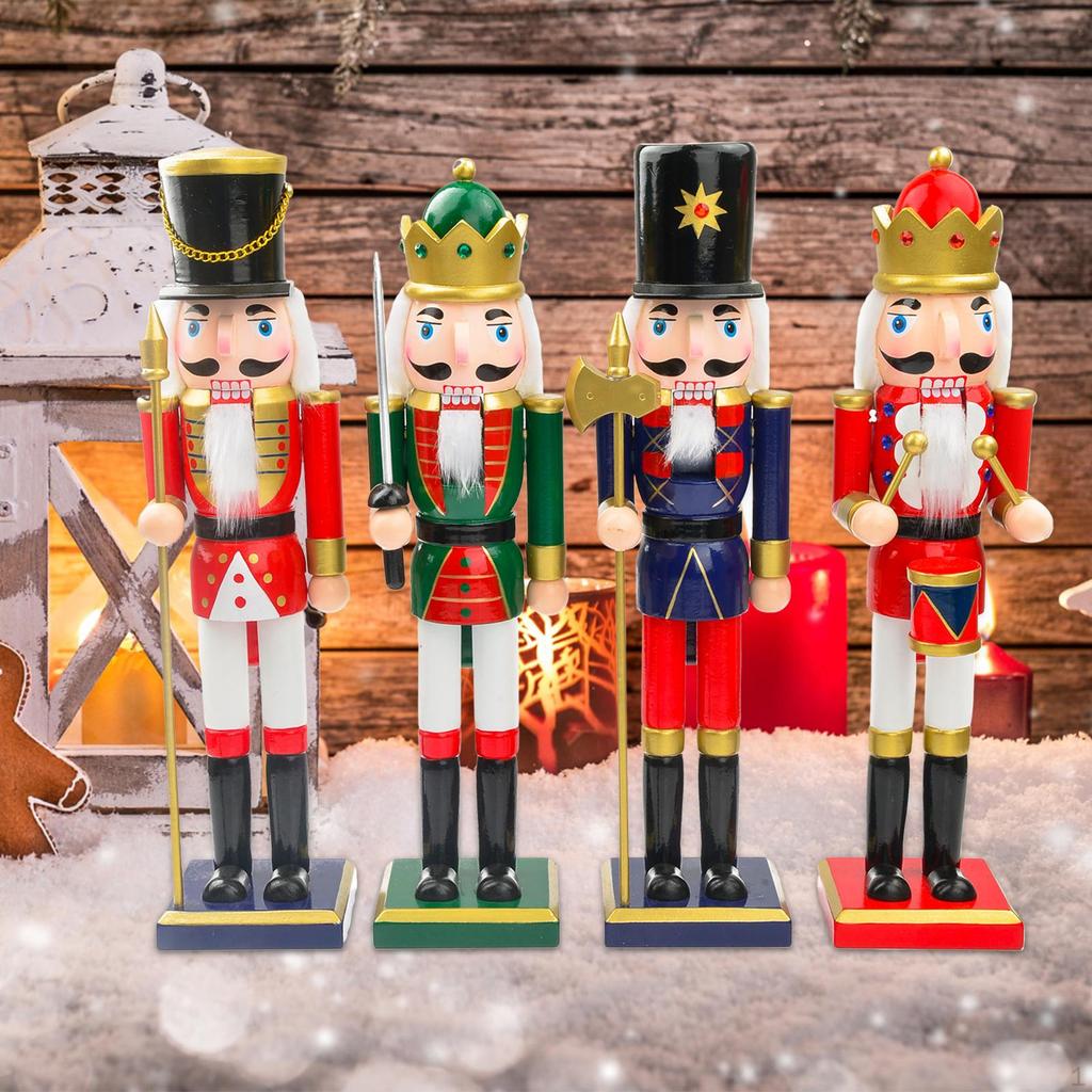 4 Pieces Nutcracker Ornaments Figurines Classic Style Decorative Unique Gifts Xmas