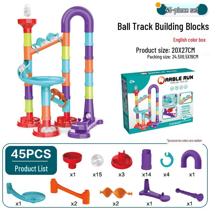 Interchangeable Marble Run Maze Building Set: Cross-Border Catapult Adventure