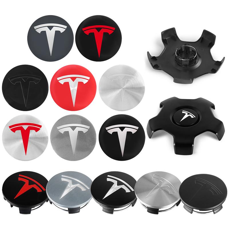 Car ABS Auto Hub Caps Emblem Replacement Wheel Center Covers Decoration Sticker For Tesla Model 3 Model S X Model Y SpaceX Coil
