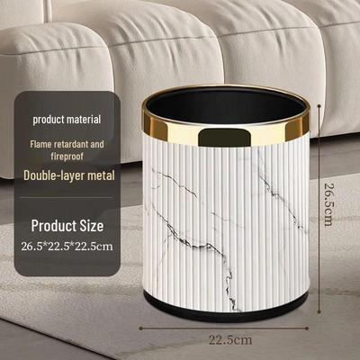 Light Luxury 10L Marble Italian Stripe Waste Bin
