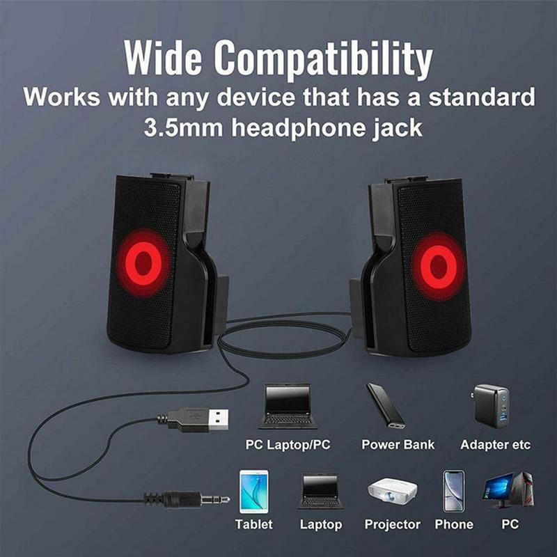 PC Computer Speakers External Clip On Computer Speakers USB Powered Wired Multimedia Mini Soundbar For Computer Laptop Speakers