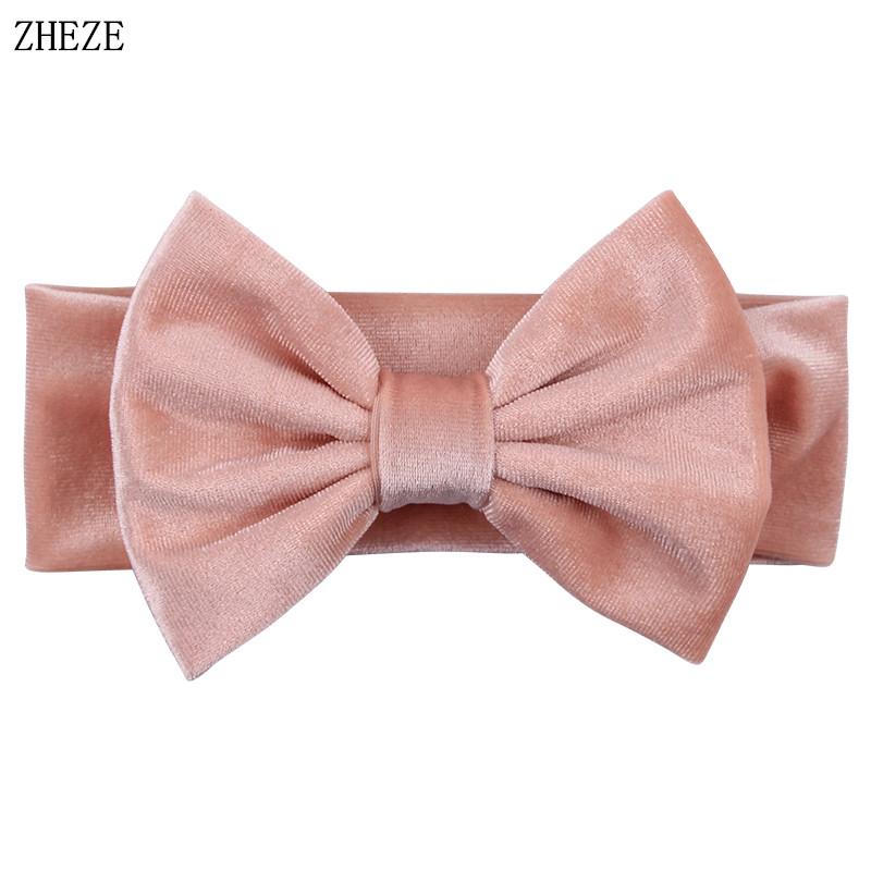 Baby Soft 5" Hair Bow Headband Kids Girls Velvet Headwrap Turband Toddler Photo Pro DIY Hair Accessories