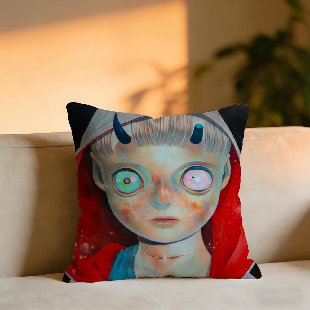 

Hikari Shimodacute Boy HHikari Shimoda IllustrationS Cushion Cover Cozy Velvet Throw PillowSoft Warm Cushion For Sofa Bed 30x30 cm