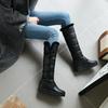 Winter Plush Warm Women Boots Comfortable Flat Knee High Boots Zipper Snow Boots Women Black White Pink Big Size 41 42 43