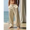 Mens Drawstring Loose Straight Breathable Casual Summer Long Pants
