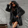 2 Cheng Juan Autumn and Winter New Products Hooded Long Imitation Fur Coat Top Women