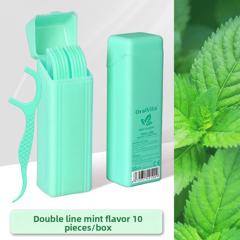 Creative Candy Color Double-Line Dental Floss Rod - Fruit Flavor Mint Carp Flip-Top Box - 10 Pieces Portable Pack