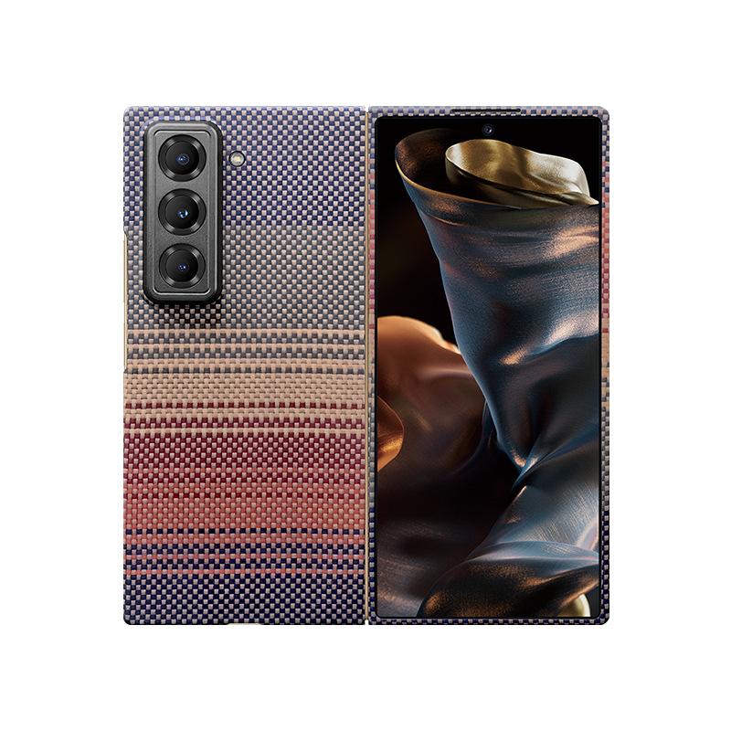 Applicable To Samsung W25 Real Kevlar Mobile Phone Case W25 High-end Business Aramid Fiber Anti-drop Magnetic Protective Cover