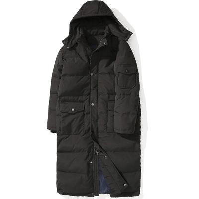 Autumn and Winter European and American Men's Leisure Fashion Oversized Stand Collar Extended Knee Down Jacket Warm Jacket