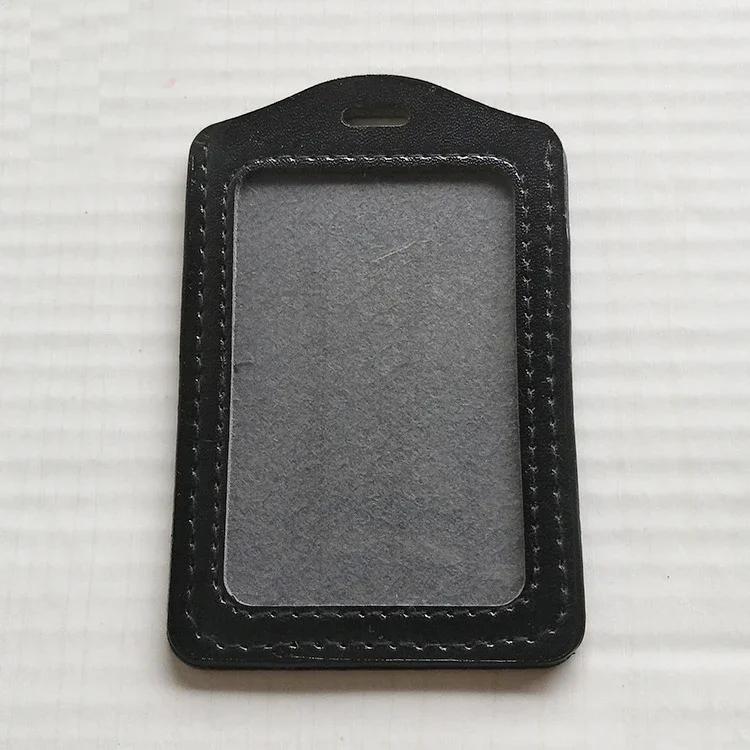 PU Leather Card Sleeve Women ID Badge Case Clear Bank Credit Card Badge Holder Bags School Student Bus Card Cover