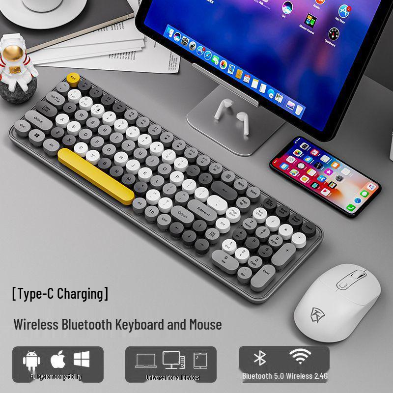 Bluetooth Wireless Keyboard & Mouse: Multi-Device, Rechargeable, Silent, Portable for Computers, Laptops, Tablets, Phones.