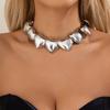 Wind Metal Texture Glossy Love Necklace Female, Fashionable And Simple Three-Dimensional Heart-Shaped Collarbone Necklace
