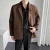 Men Blazer Solid Color Single-breasted Turndown Collar Jacket Spring Autumn Loose Suit Coat